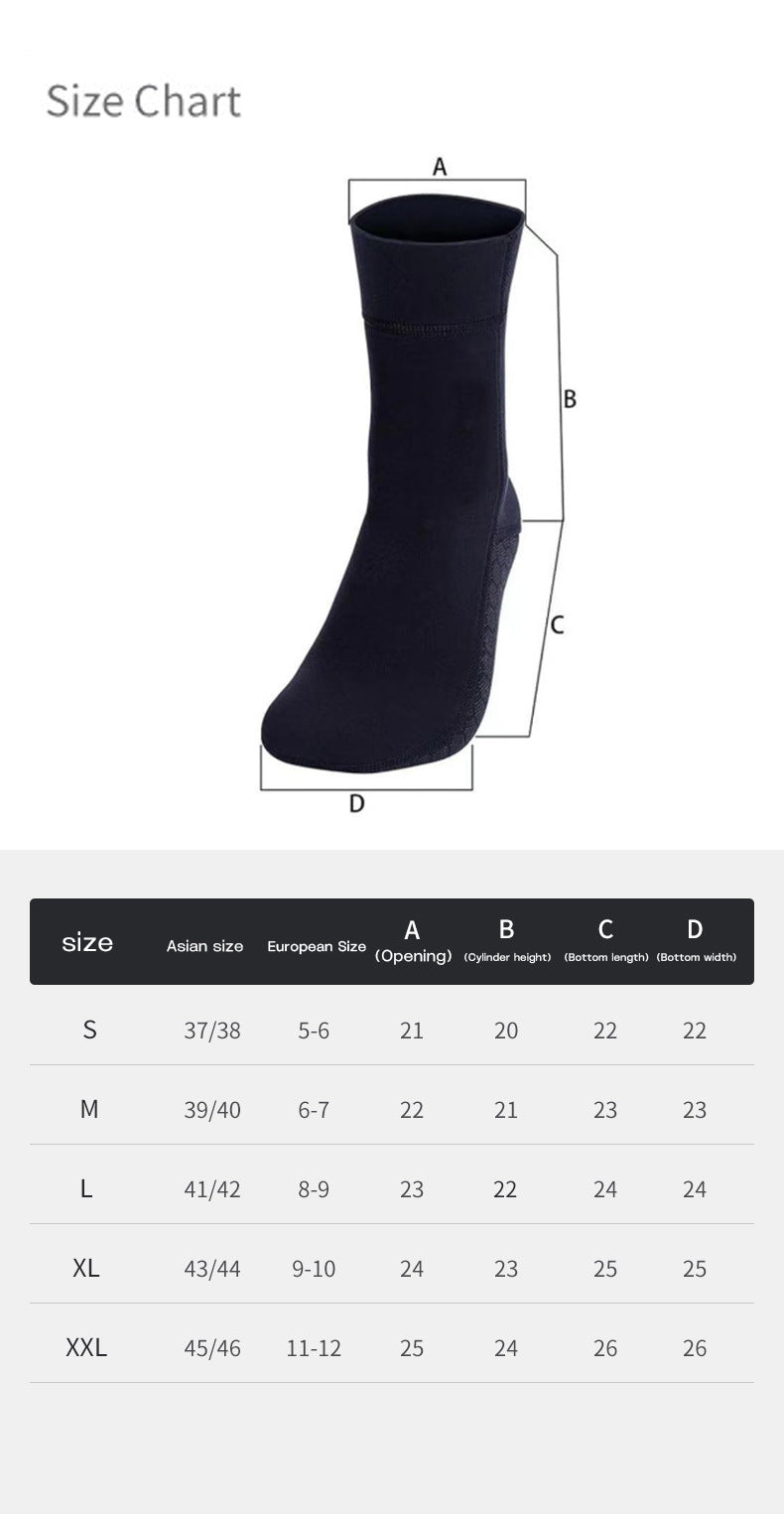 Full protection chloroprene beach swimming socks, anti-slip surf diving waterproof underwater water-resistant chloroprene surf shoes