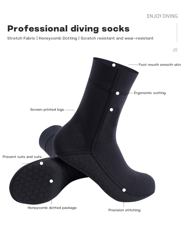 Full protection chloroprene beach swimming socks, anti-slip surf diving waterproof underwater water-resistant chloroprene surf shoes