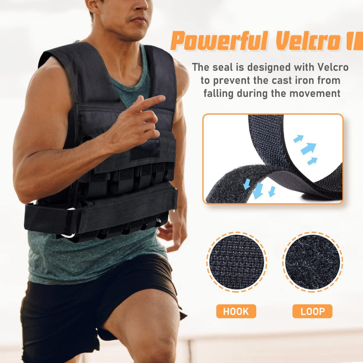 Chloroprene endurance training vest with adjustable 5/10/15/20/25/30-pound load capacity, designed for bodyweight resistance training.