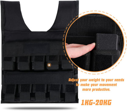 Chloroprene endurance training vest with adjustable 5/10/15/20/25/30-pound load capacity, designed for bodyweight resistance training.