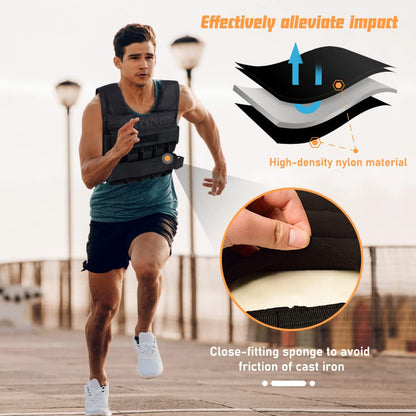 Chloroprene endurance training vest with adjustable 5/10/15/20/25/30-pound load capacity, designed for bodyweight resistance training.
