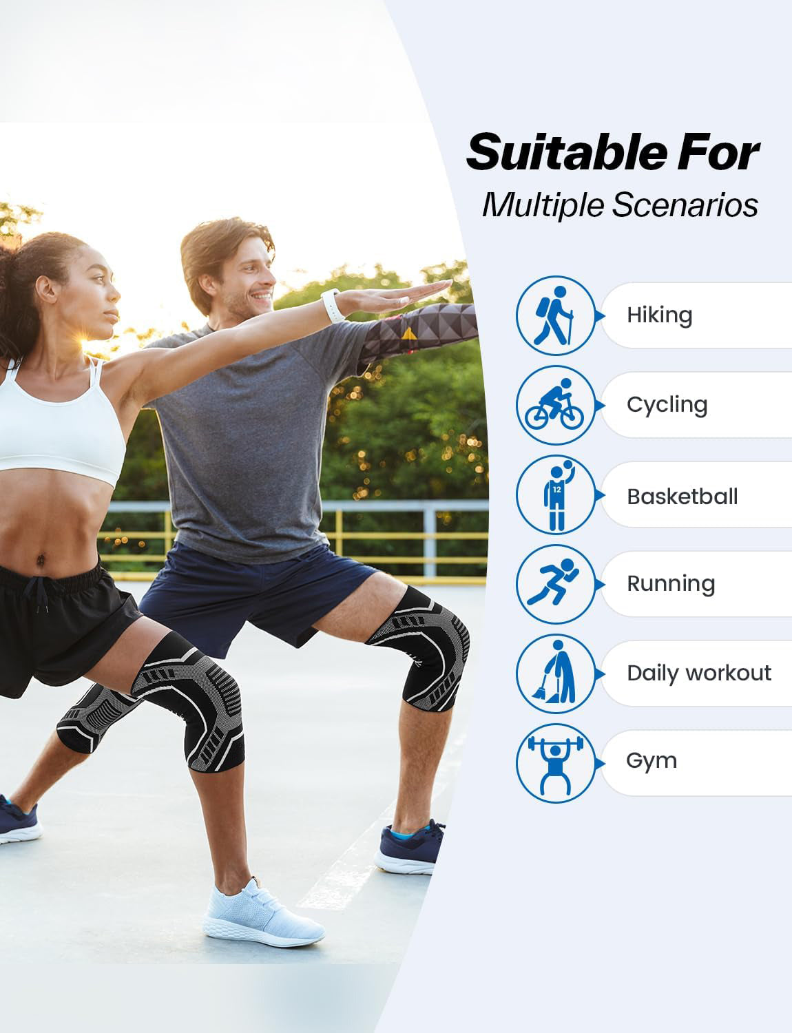 Customized knee support sleeve with multi-color nylon elastic brace for running fitness compression knee band side stabilizer