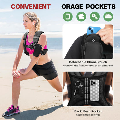 Customisable 5/10/12/15/20/25/30LB strength training adjustable running weight vest with male/female pockets