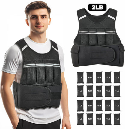 Adjustable weighted vest with reflective design for men and women, running vest for strength training and walking