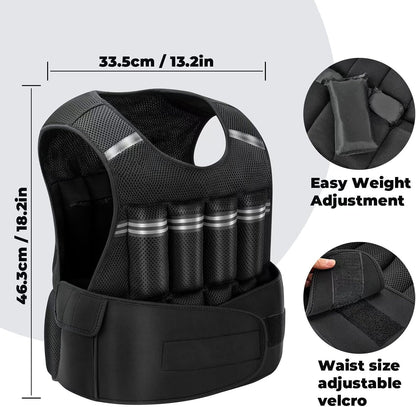 Adjustable weighted vest with reflective design for men and women, running vest for strength training and walking