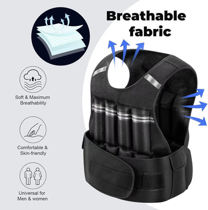Adjustable weighted vest with reflective design for men and women, running vest for strength training and walking