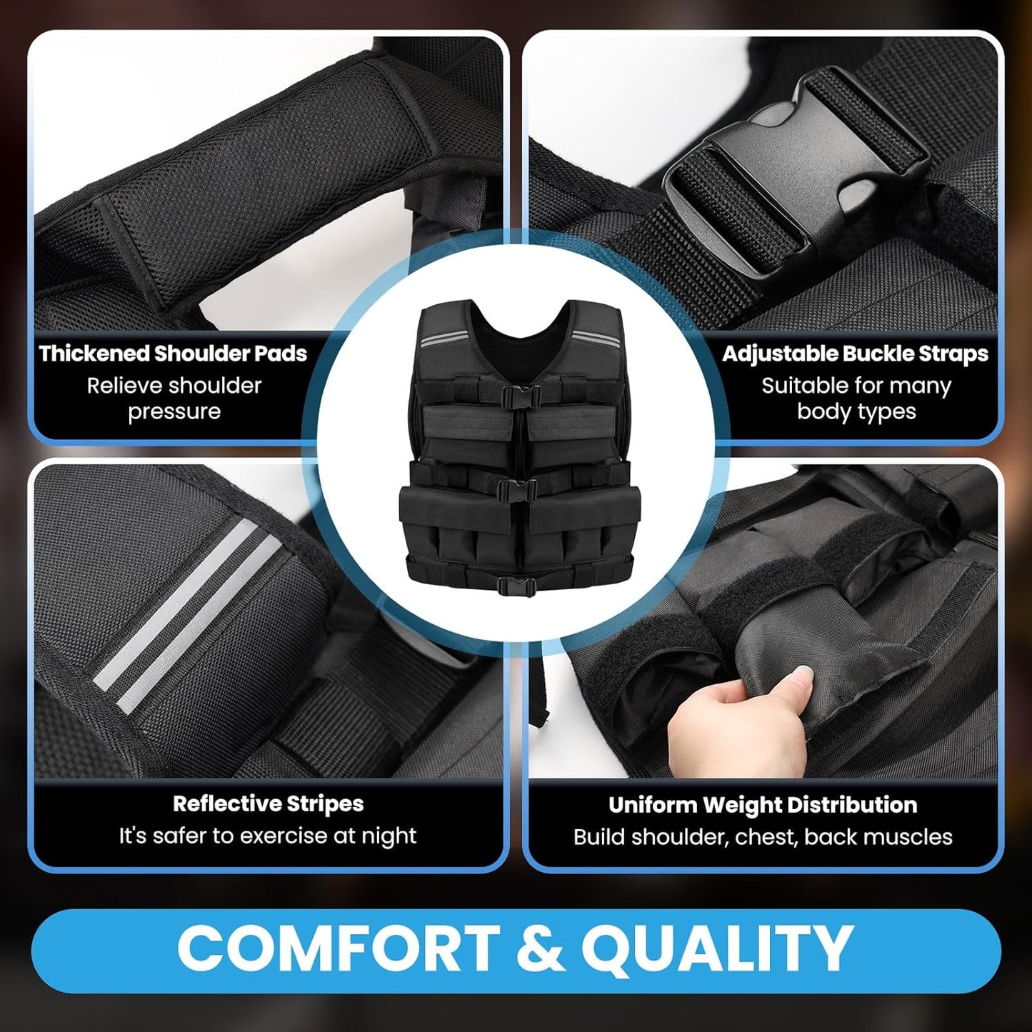 Premium weighted vest adjustable for 10kg weight used for strength training