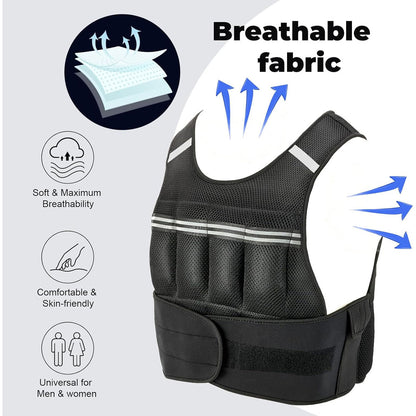 A high quality weighted vest for aerobic running and strength training in the gym